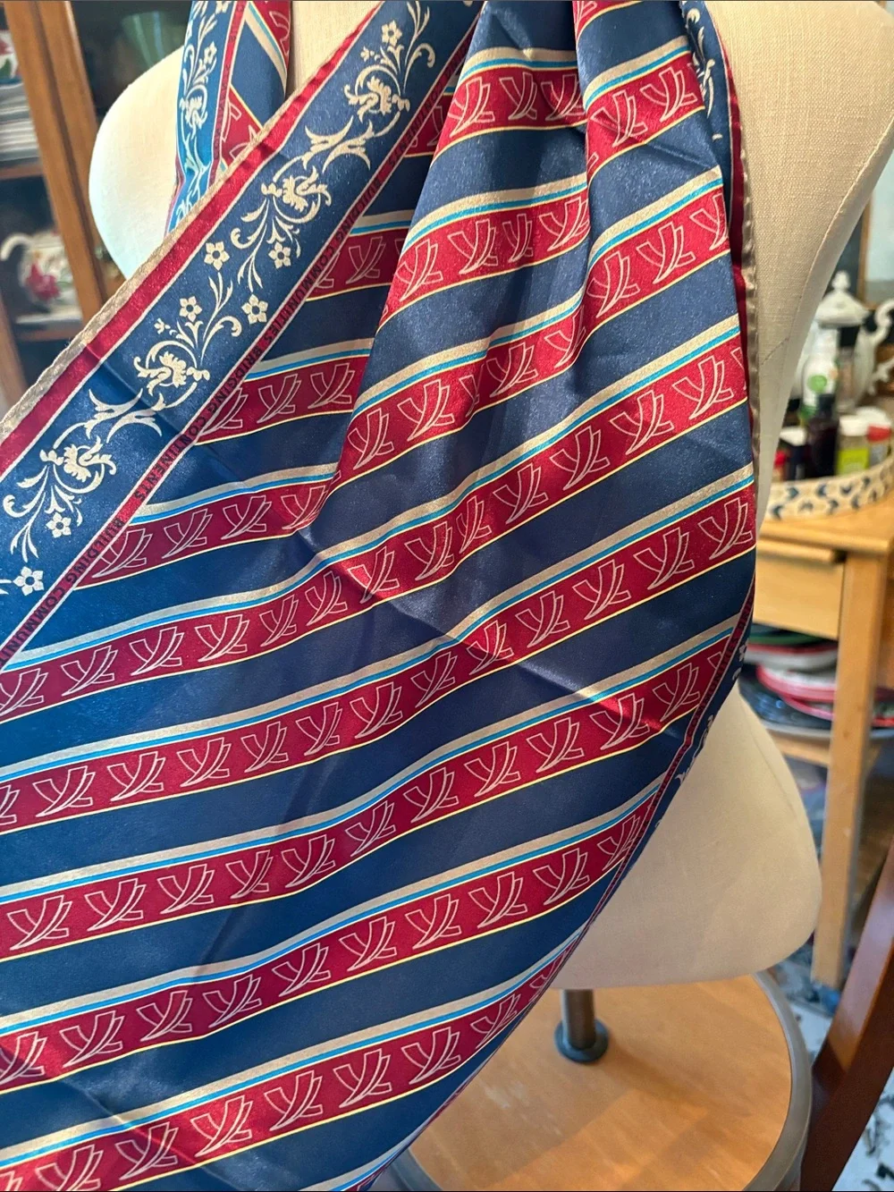 Vintage silk Pillori design Rotarian silk scarf